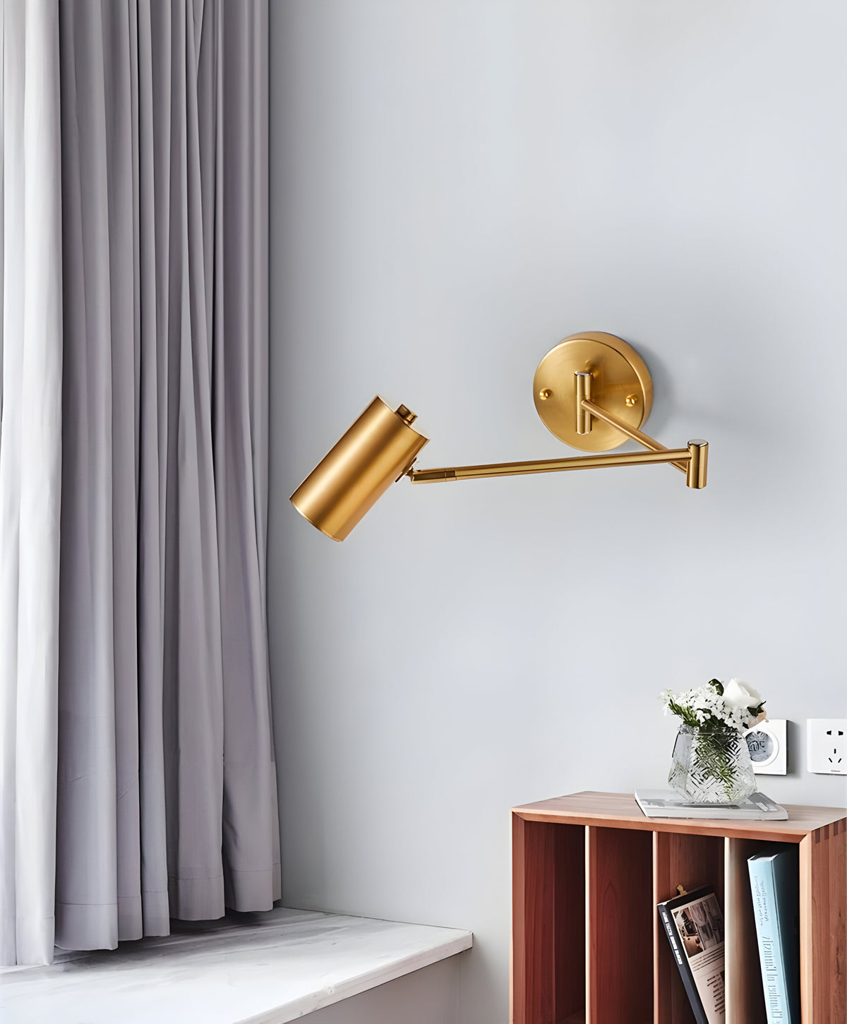 Wall Lamp Adjustable Arm LED Metal Gold Black Bedroom Reading Lamp Rotatable Flexible Bed Lamp Living Room | Sansoti