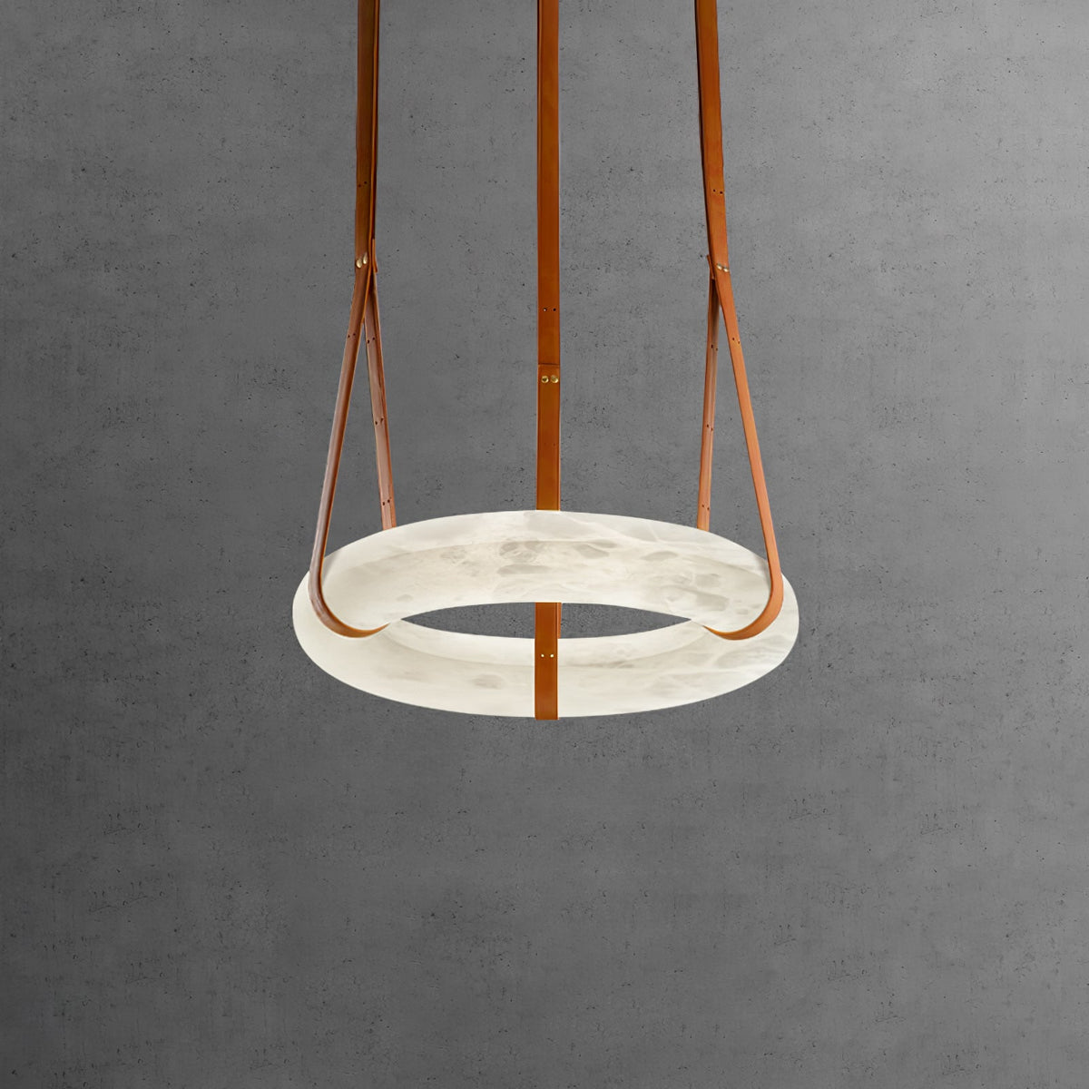 Hanglamp Alabaster Ring LED Donkerbruin Bruin Goud Woonkamer Eetkamer 3000K 4000K 6000K Ø30 Ø120cm Natuursteen Pendellamp | Sansoti