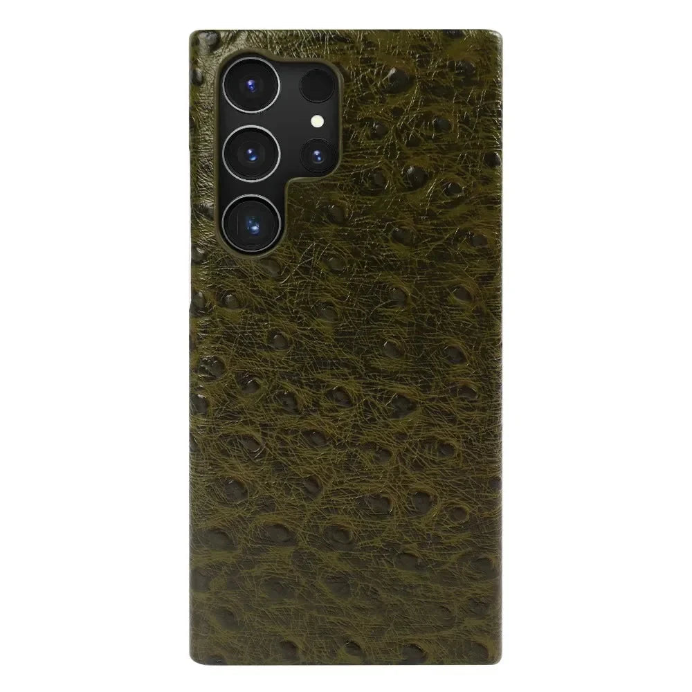 Genuine Ostrich Leather Phone Case for Samsung Galaxy with Shock Absorption Fingerprint-Resistant Luxury Protection | Sansoti