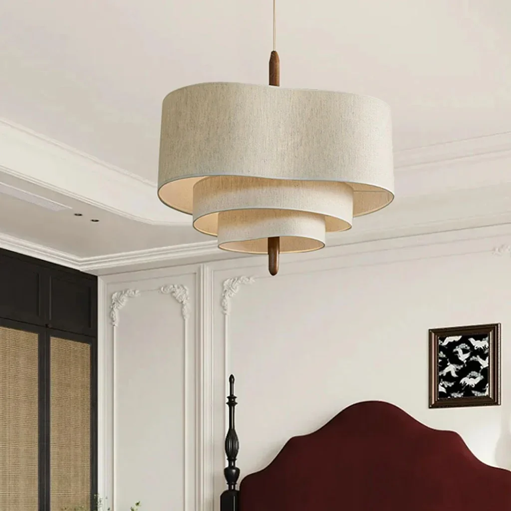 Lámpara colgante de tela para el salón y el comedor | Lámpara de techo de diseño de estilo japandi