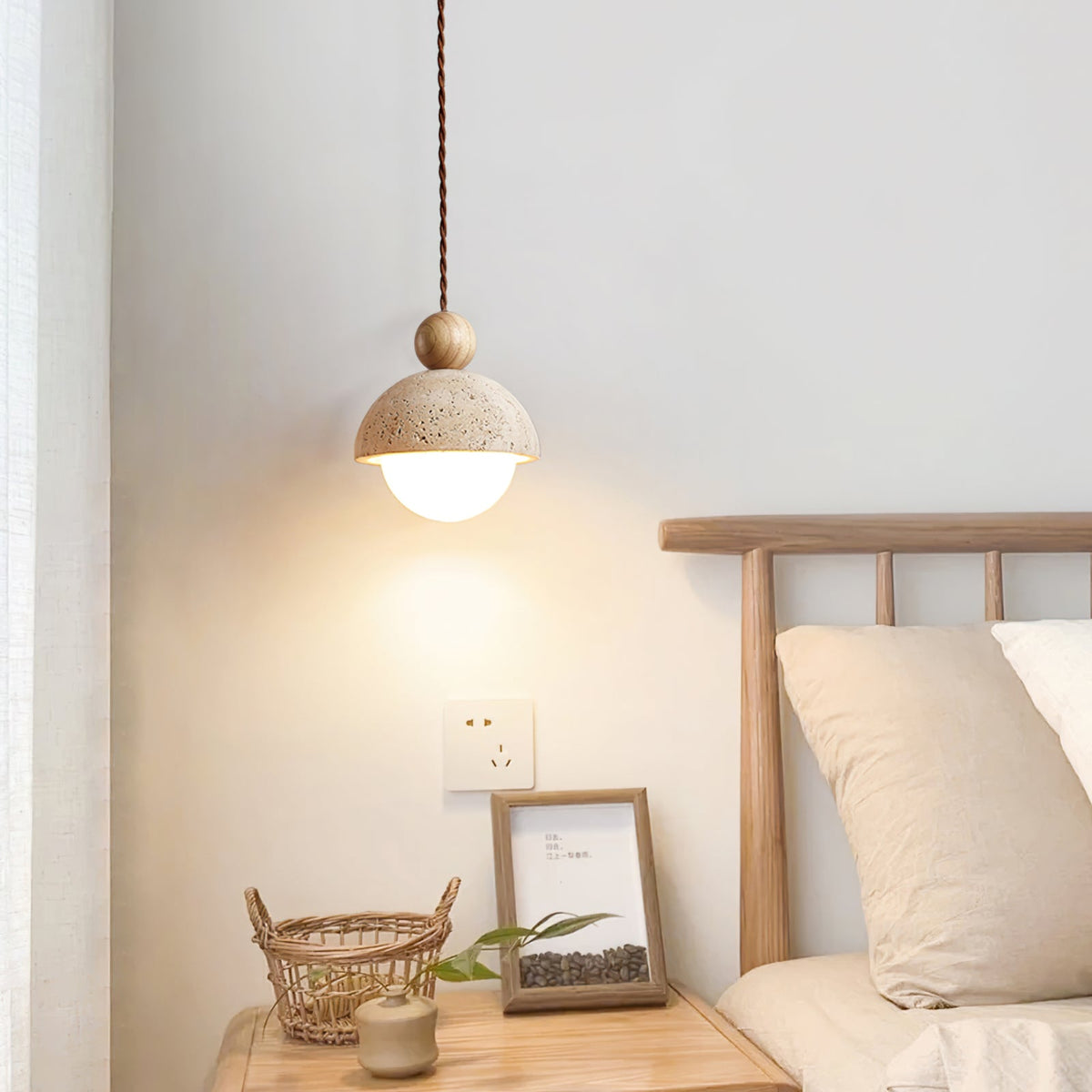 Design Hanglamp van Travertin en Glas – Moderne Verlichting met Warm Licht | Sansoti