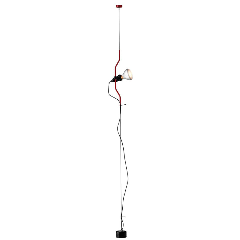 Suspension réglable en hauteur avec abat-jour tubulaire en métal – Noir/Blanc/Rouge | Sansoti