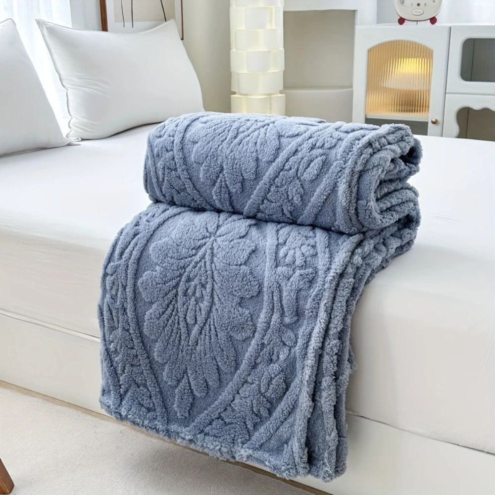 Gewebte Jacquard-Fleece-Plaid – weiche, warme Decke mit geometrischem Muster – dekorative Mikrofaserdecke für Sofa und Bett | Sansoti