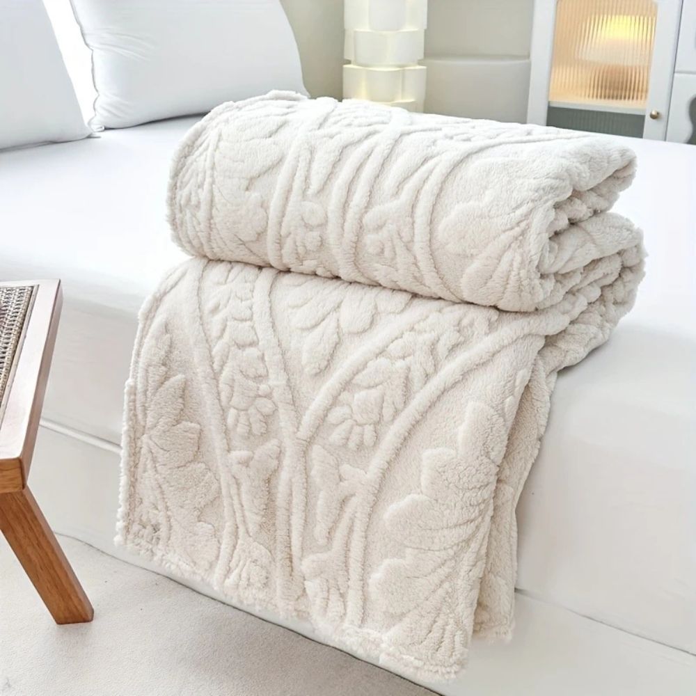 Gewebte Jacquard-Fleece-Plaid – weiche, warme Decke mit geometrischem Muster – dekorative Mikrofaserdecke für Sofa und Bett | Sansoti