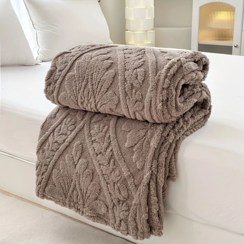 Gewebte Jacquard-Fleece-Plaid – weiche, warme Decke mit geometrischem Muster – dekorative Mikrofaserdecke für Sofa und Bett | Sansoti