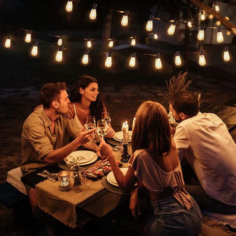 Éclairage de jardin résistant aux intempéries avec 15 lampes incassables, câble de 10 mètres, noir, éclairage de jardin, éclairage de fête, IP44, LED extérieur | Sansoti