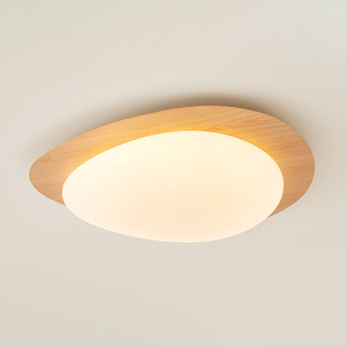 Deckenleuchte im organischen Kieseldesign mit Holzoptik, LED, Acryl und warmem Licht für Wohnzimmer und Esszimmer | Sansoti