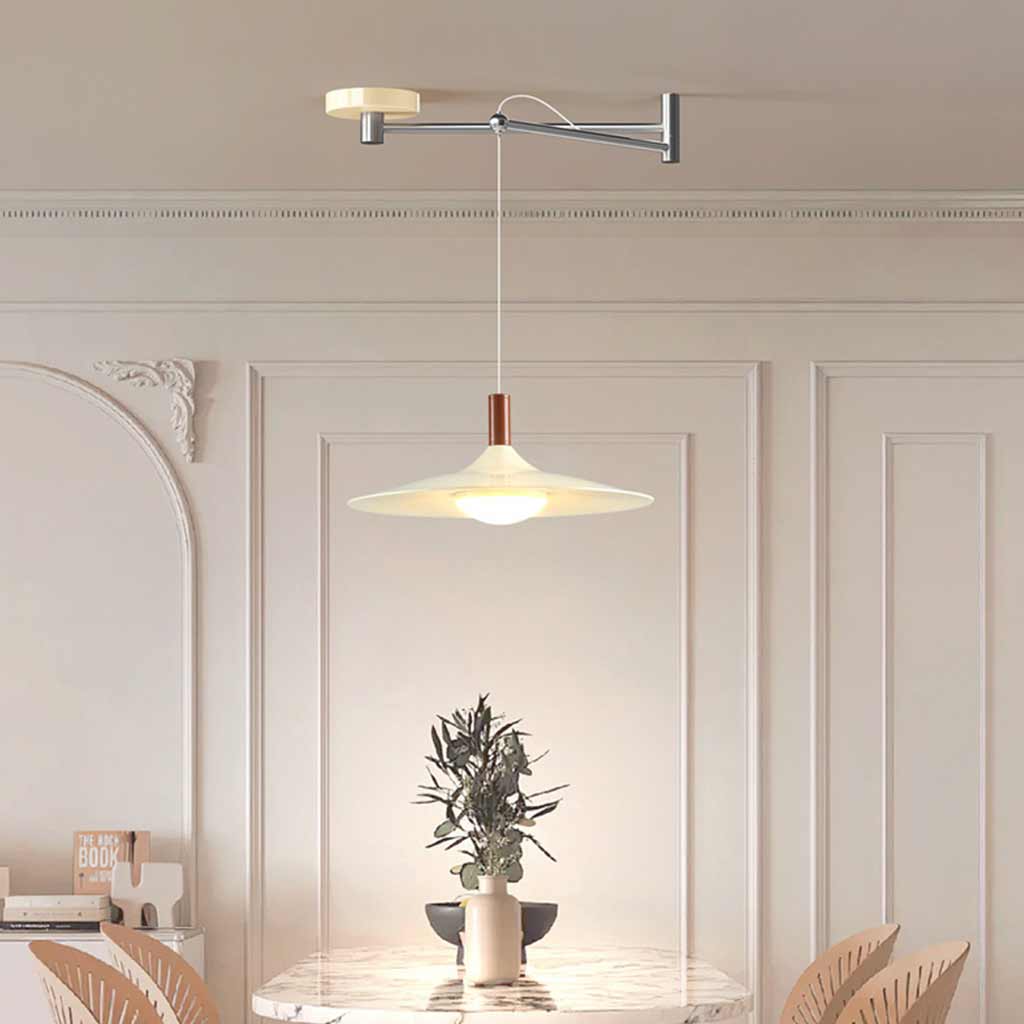 Dimmbare LED-Pendelleuchte mit verstellbarem Arm und Fernbedienung, skandinavisches Design aus Eisen und Acryl für Wohnzimmer und Esszimmer | Sansoti