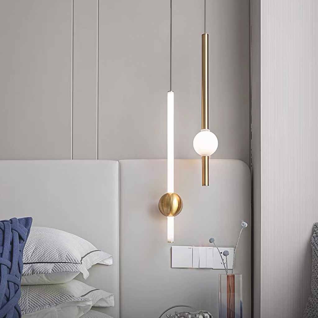 Lineare LED-Pendelleuchte Eisen Glas Modern Minimalistisches skandinavisches Design Essbereich Schlafzimmer Wohnzimmer | Sansoti