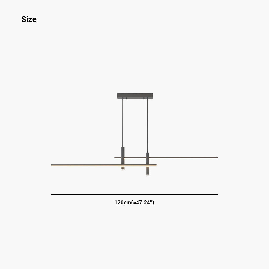 Suspension LED minimaliste avec spots, aluminium noir et doré, à intensité variable, télécommande, pour salle à manger | Sansoti