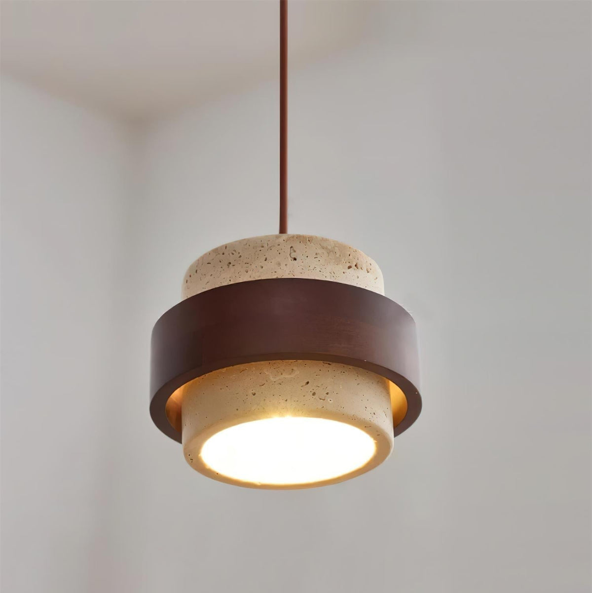 Pendelleuchte aus Travertin Naturdesign Warmes Licht Esszimmer Wohnzimmer Flur Luxusbeleuchtung | Sansoti