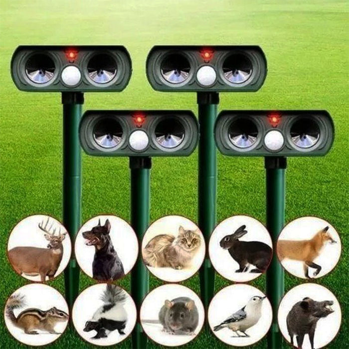 Dierenverjager op Zonne-energie met Bewegingssensor LED-verlichting voor Tuin Moestuin Gazon Bescherming | Sansoti