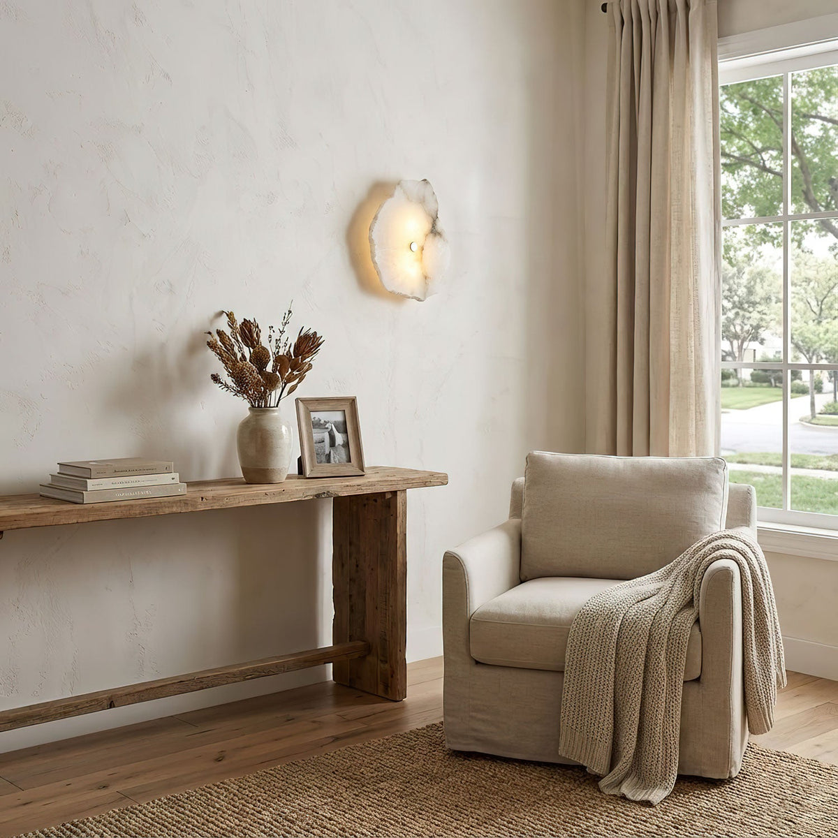 Alabaster wall lamp — Genuine natural stone with gold fixture — 1/3/5/7/9 light points | Sansoti