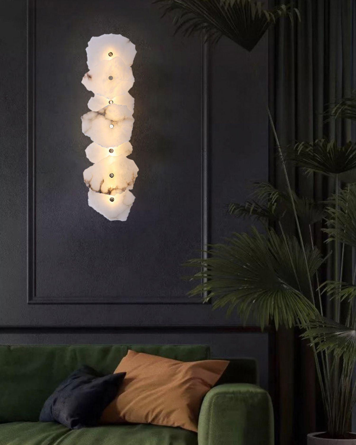 Alabaster wall lamp — Genuine natural stone with gold fixture — 1/3/5/7/9 light points | Sansoti