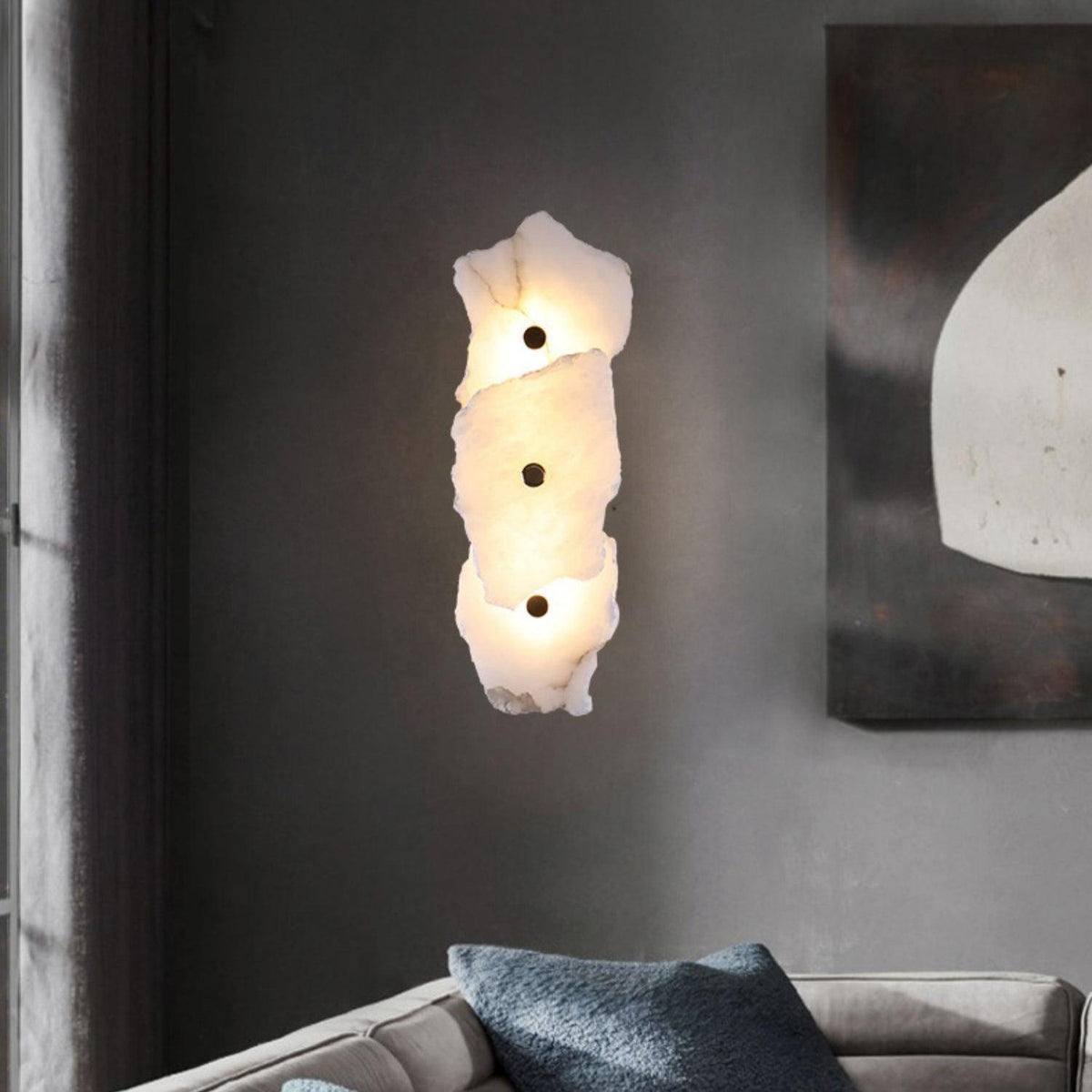 Alabaster wall lamp — Genuine natural stone with gold fixture — 1/3/5/7/9 light points | Sansoti