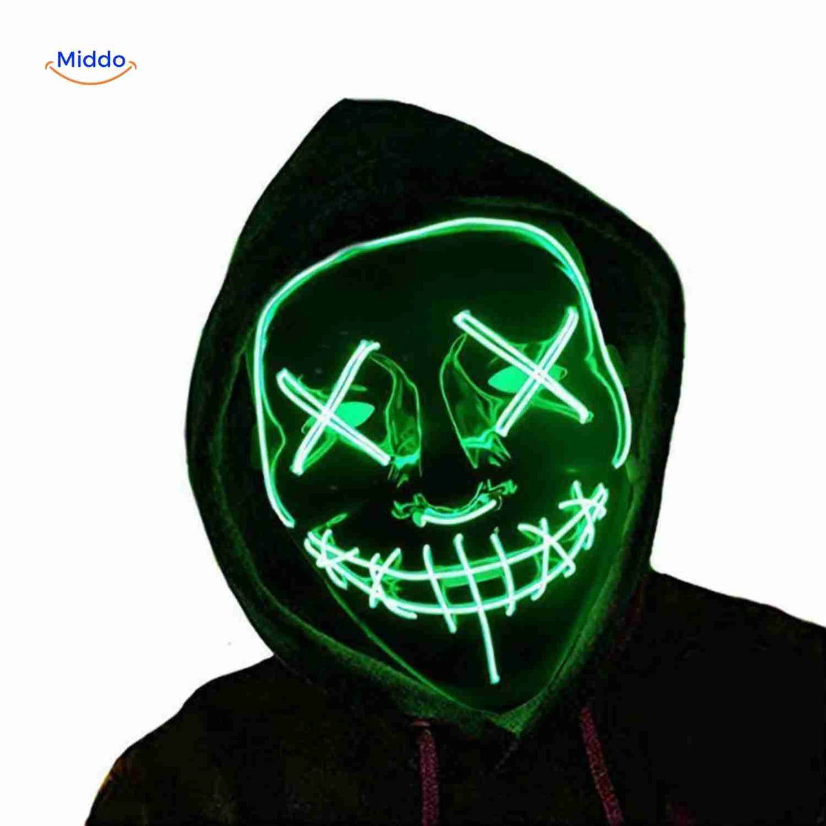 LED-verlichting Feestmasker Horror Design met 4 Lichtstanden en Zachte Foam voor Halloween en Festivals | Sansoti