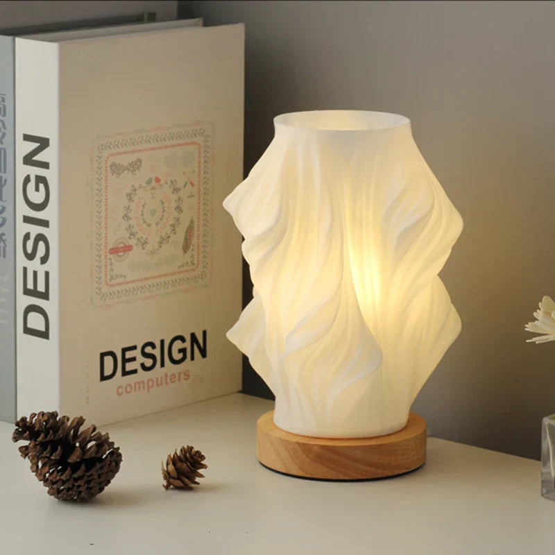 Lámpara de mesa con forma de ola, nube y remolino, vidrio y hierro, regulable, E14, LED, mediana, grande, salón, dormitorio | Sansoti