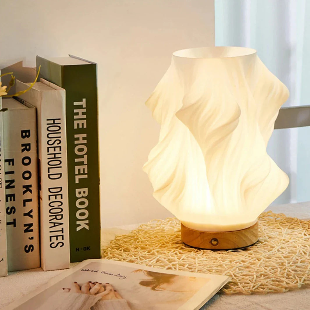 Lámpara de mesa con forma de ola, nube y remolino, vidrio y hierro, regulable, E14, LED, mediana, grande, salón, dormitorio | Sansoti