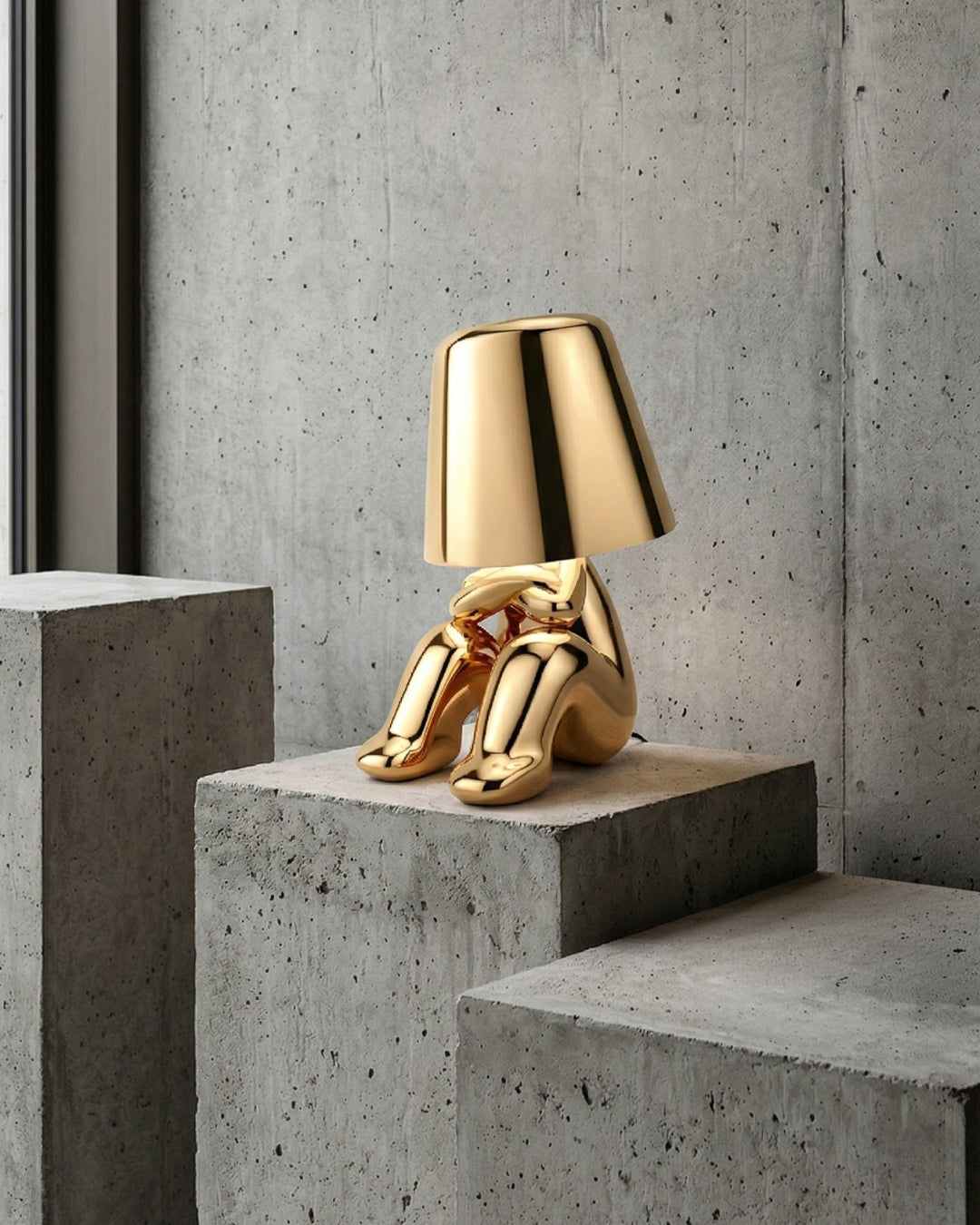 Lampe de table en métal sculpture figure lumière d’ambiance tactile dimmable LED veilleuse or argent design moderne décoratif | Sansoti