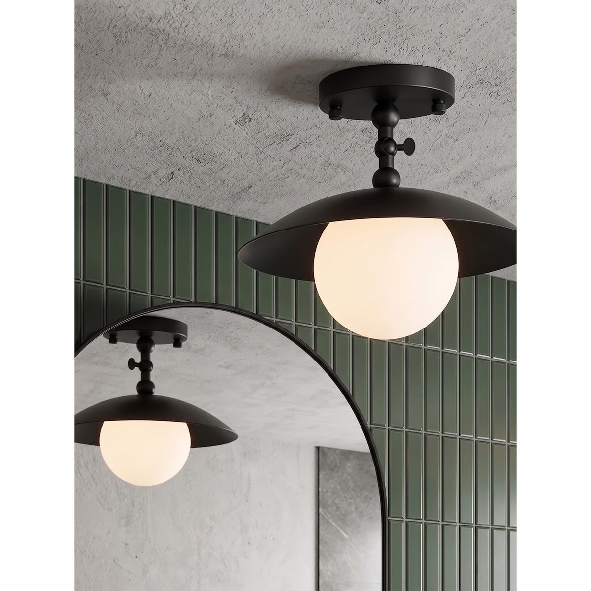 Plafondlamp met Glazen Kap en Messing Afwerking 25,5 cm Luxe Sierverlichting voor Hal Gang en Woonkamer | Sansoti