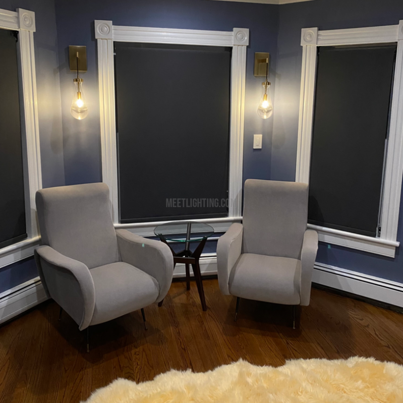 Wandleuchte mit Glastropfen, Messingrahmen, handgeblasenes Glas, Eingangsbereich, Schlafzimmer, Esszimmer, Leuchte | Sansoti