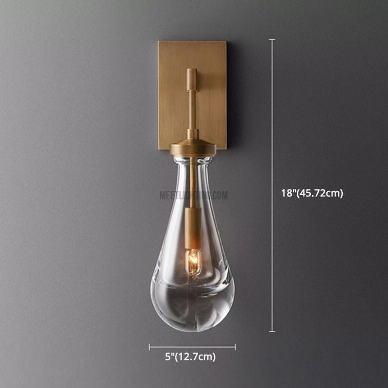 Wandleuchte mit Glastropfen, Messingrahmen, handgeblasenes Glas, Eingangsbereich, Schlafzimmer, Esszimmer, Leuchte | Sansoti