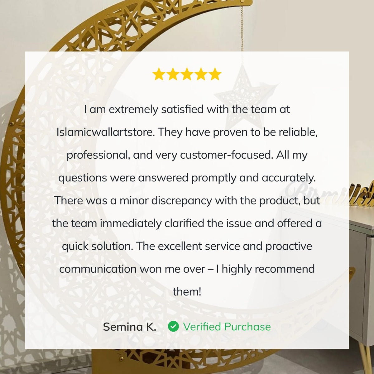 Islamic Moon & Star Wall Decoration — Metal Ramadan Ornament in Gold or Black | Sansoti