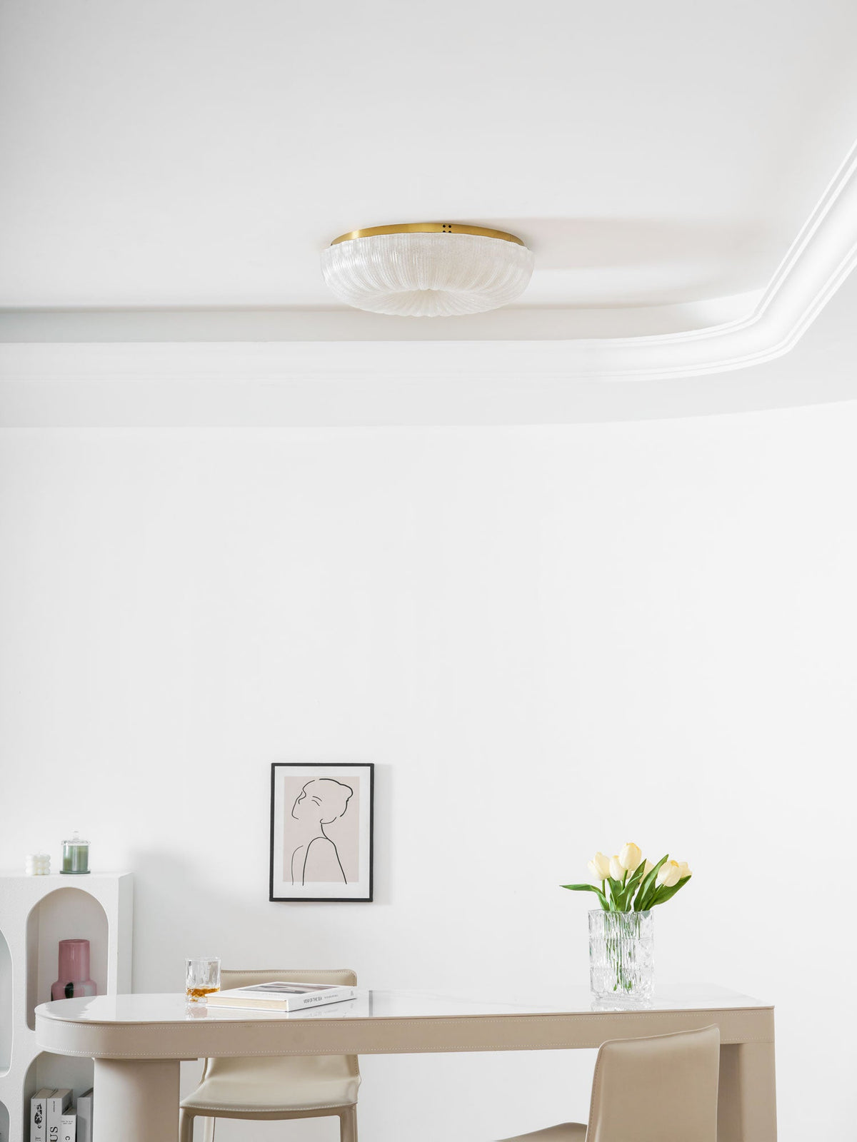 Glass Ceiling Light with Ribbed Texture – Warm Dimmable Light for Bedroom and Living Room – ø 20 to 50 cm | Sansoti