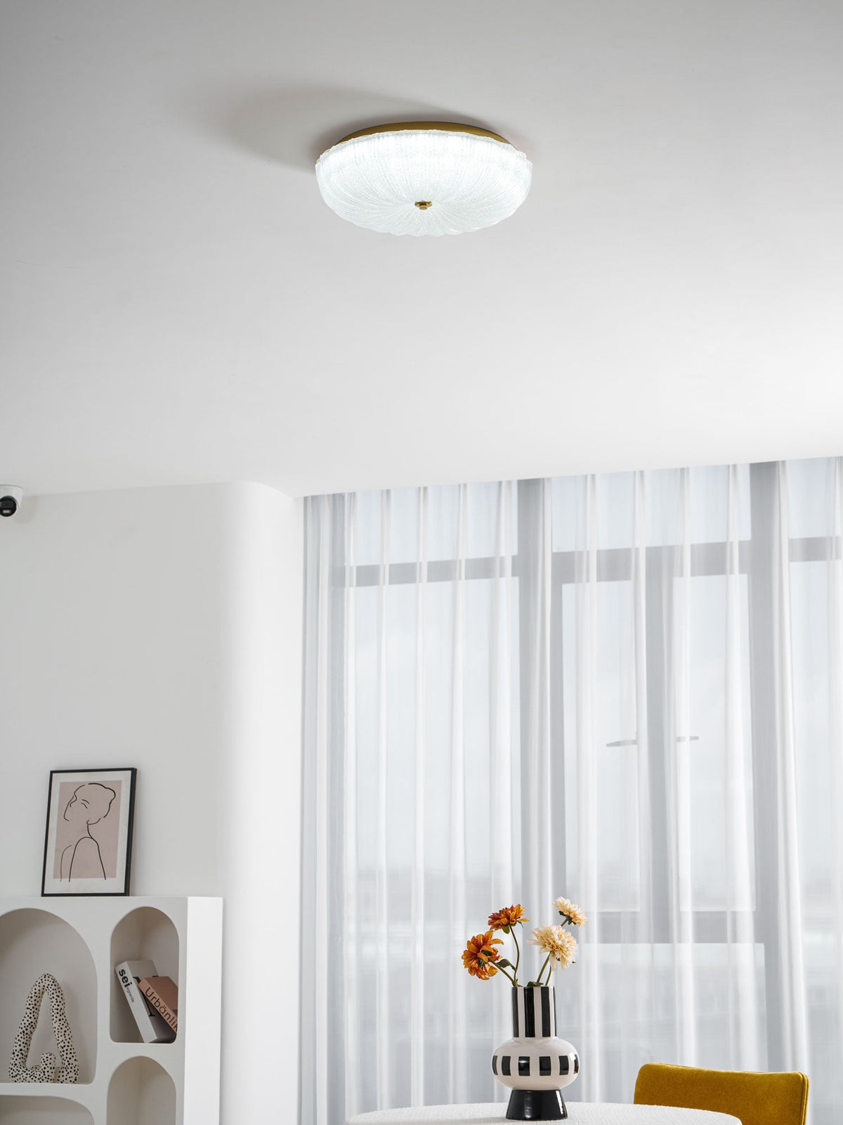 Glass Ceiling Light with Ribbed Texture – Warm Dimmable Light for Bedroom and Living Room – ø 20 to 50 cm | Sansoti