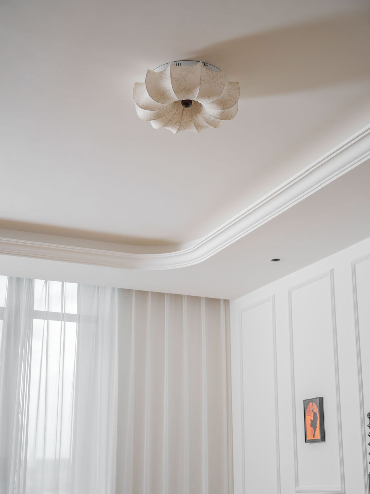 Fabric Ceiling Lamp with Floral Pattern Natural Atmosphere Lighting Scandinavian Design Living and Bedroom Lighting | Sansoti