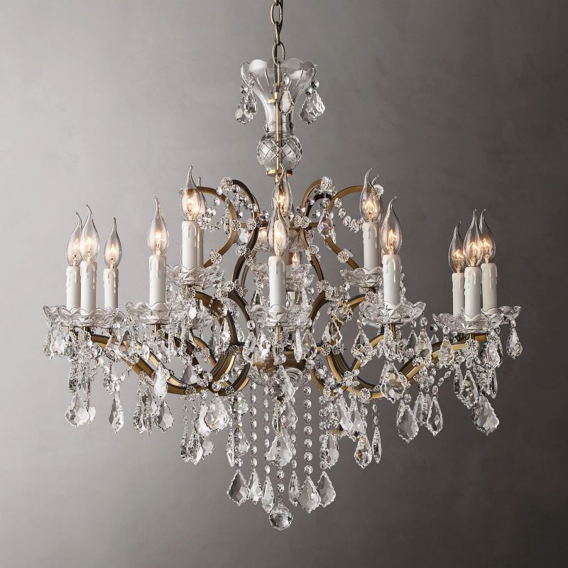 Crystal Chandelier 83cm Iron Brass Rust Brown 18 Lights Dining Table Living Room Classic Elegant Design | Sansoti