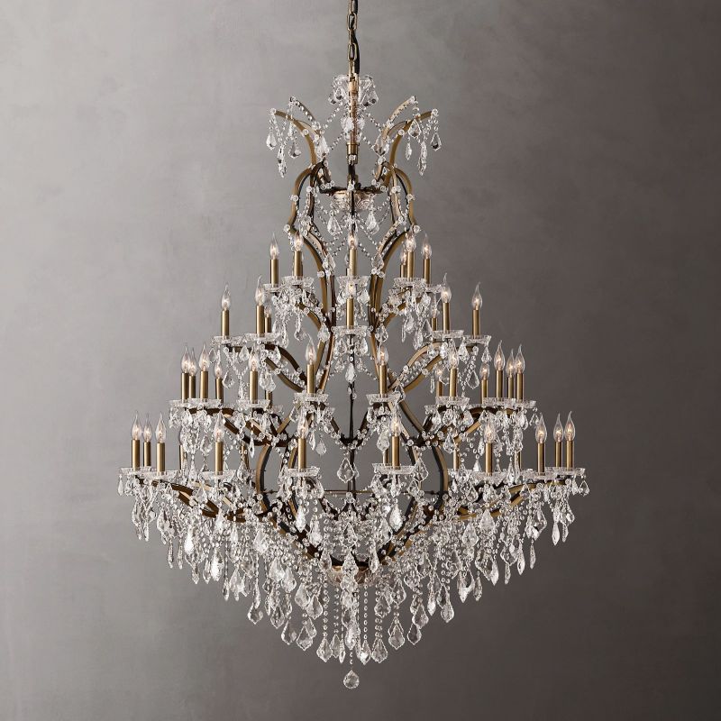 Round Crystal Chandelier 150cm Iron Brass 49 Lights Dimmable Rococo Empire Style Dining Room Banquet Hall | Sansoti