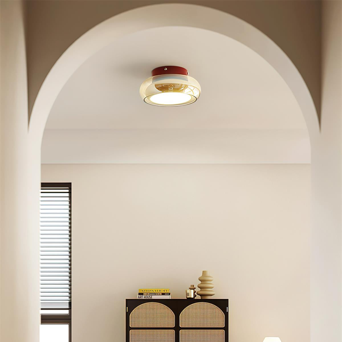 Plafondlamp Retro Glas Cognac Kersen Opbouw Verlichting Slaapkamer Woonkamer Stijlvol Sfeervol Interieur | Sansoti
