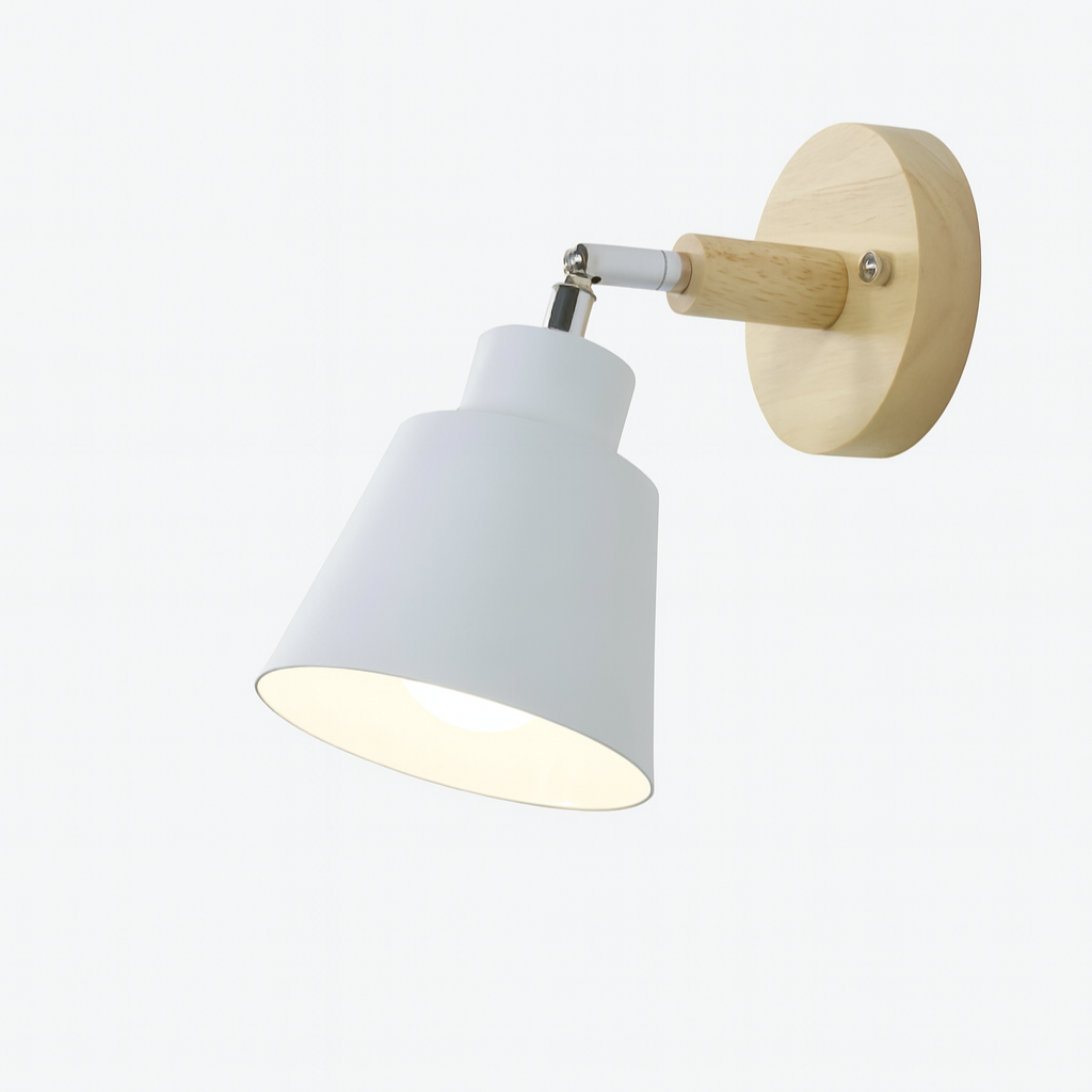 Wall Lamp Metal Wood Pull Switch 180° Rotatable E27 Reading Lamp Bedroom | Sansoti