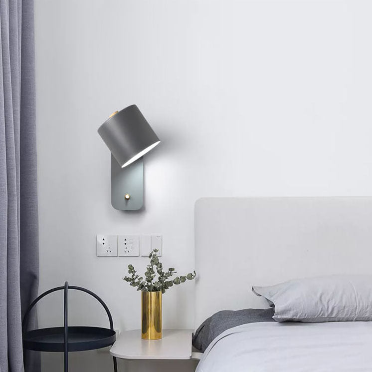 Applique pivotante cylindrique en aluminium, noir, blanc et vert, pour chambre et coin lecture, lumière directionnelle, spots réglables | Sansoti