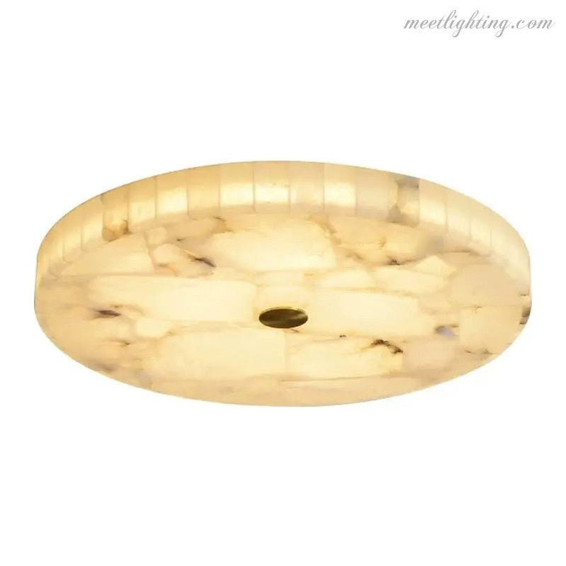 Runde Deckenleuchte aus Alabaster, 40–60 cm, Messing, LED, warmweiß, dimmbar, Wohnzimmer, Esszimmer, Schlafzimmer, Flur, Eingangsbereich | Sansoti