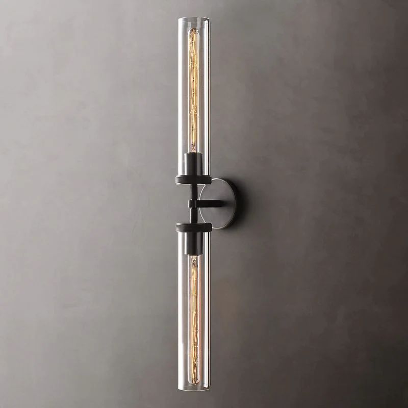 Industriële Wandlamp Lineair Met Zeshoekige Details Metaal Glas Messing Zwart Nikkel Verlichting Woonkamer | Sansoti