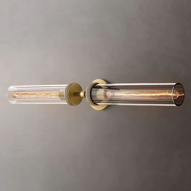 Industrial Linear Wall Lamp with Hexagonal Details Metal Glass Brass Black Nickel Lighting Living Room | Sansoti