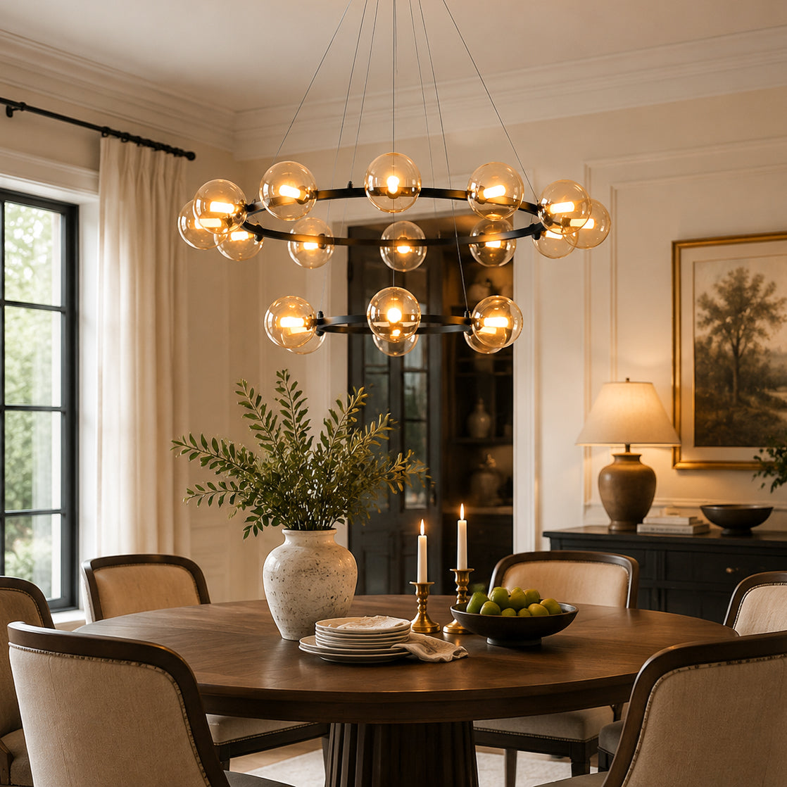 Moderne Kronleuchter mit Glaskappen – Stilvolles Metall-Design für Esszimmer, Wohnzimmer, Schlafzimmer, Restaurant | Sansoti