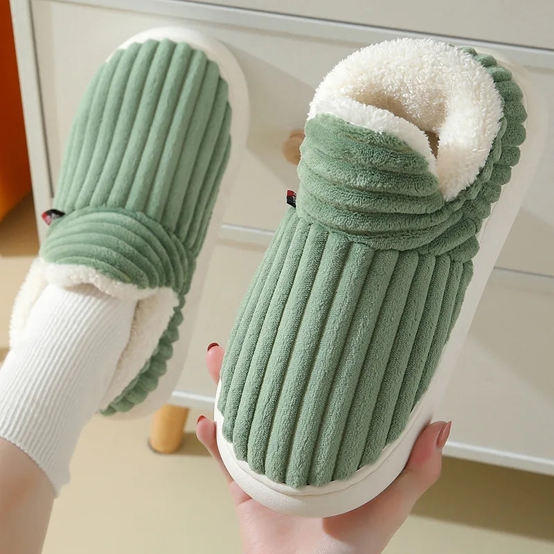 Plüschpantoffeln Unisex Winterschlappen Weiche Sohle für drinnen Warme Pantoffeln Rutschfest Herbst Winter Komfort | Sansoti