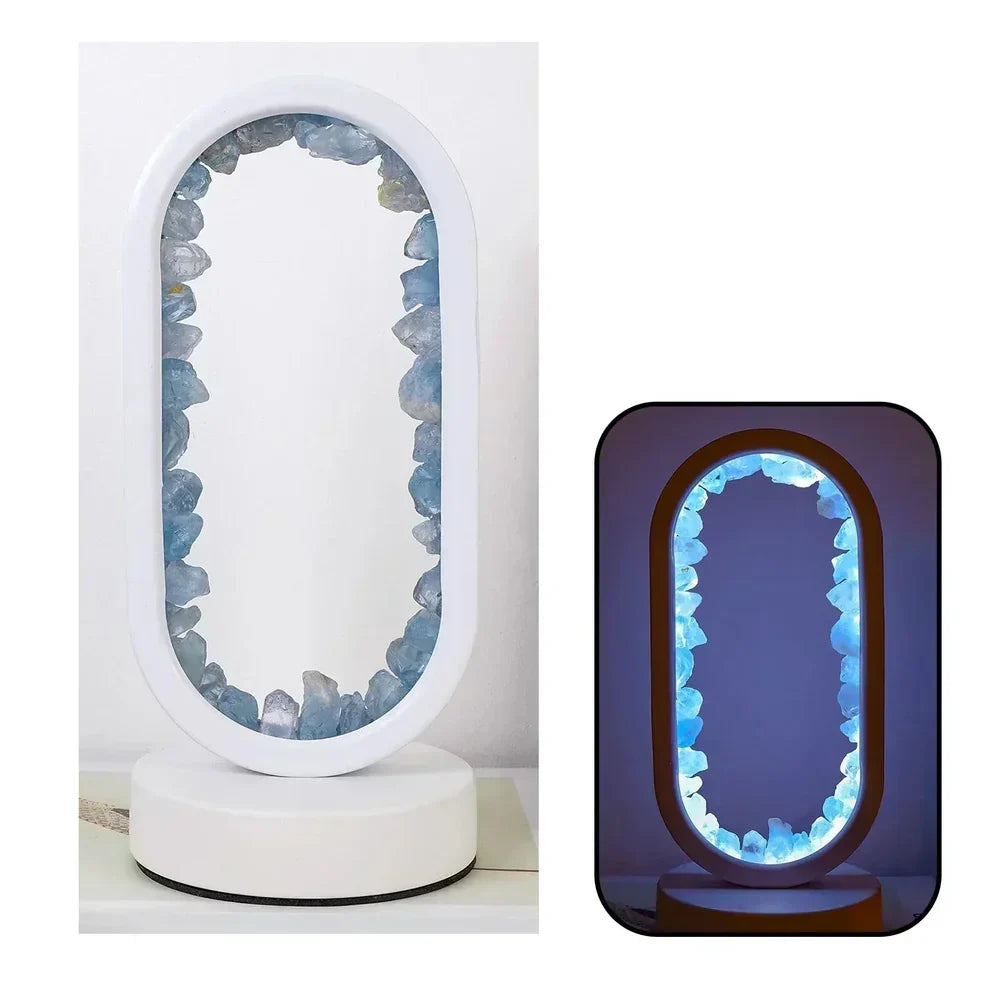 Handcrafted Amethyst Celestite Gemstone Lamp, Ambient Lighting for Relaxation, Meditation, Yoga, and the Bedroom | Sansoti