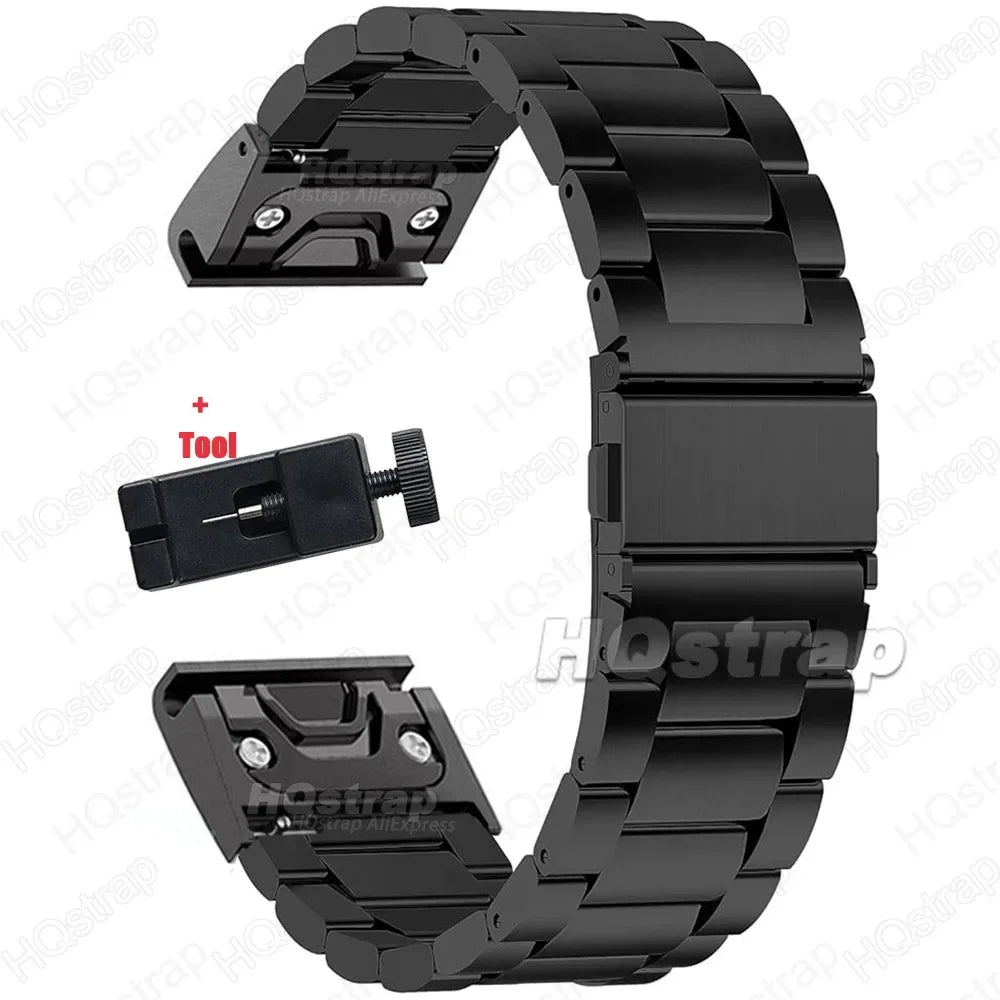 Stainless Steel Smartwatch Bracelet Adjustable 20-26mm Metal Wristband Silver Black Elegant Band | Sansoti