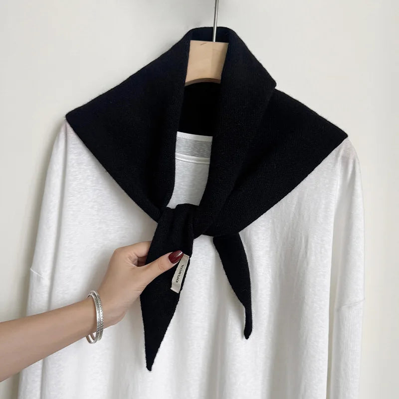 Gebreide Wollen Omslagdoek Driehoek 60x130 cm Wintersjaal Dames Effen Warme Hoofddoek Herfst Winter Accessoire | Sansoti
