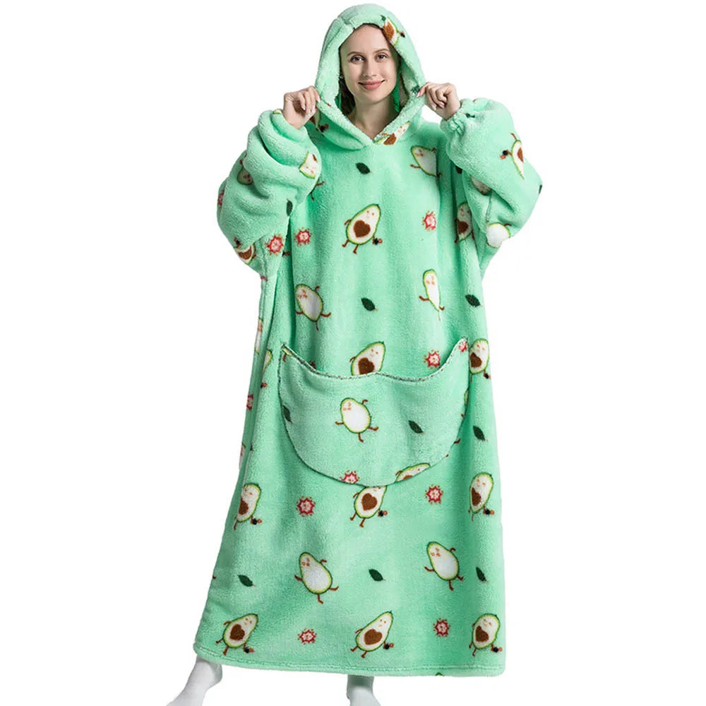 Sherpa Fleece Blanket with Sleeves and Hood 140cm Portable Oversized Home Blanket XXL Comfortable Warm Blanket | Sansoti