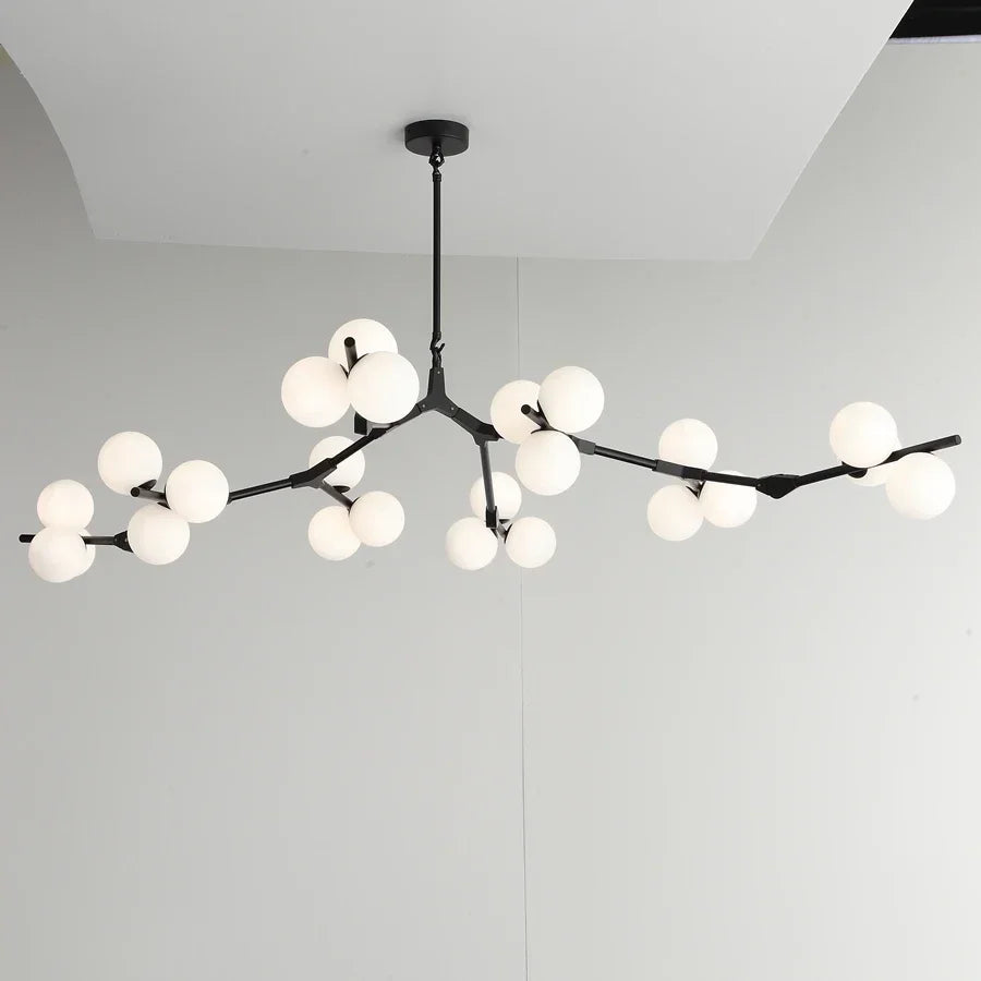 Gepolijste Metalen Hanglamp met Glazen Bollen Goud Zwart G4 LED Eetkamer Woonkamer Takkendesign Modern | Sansoti
