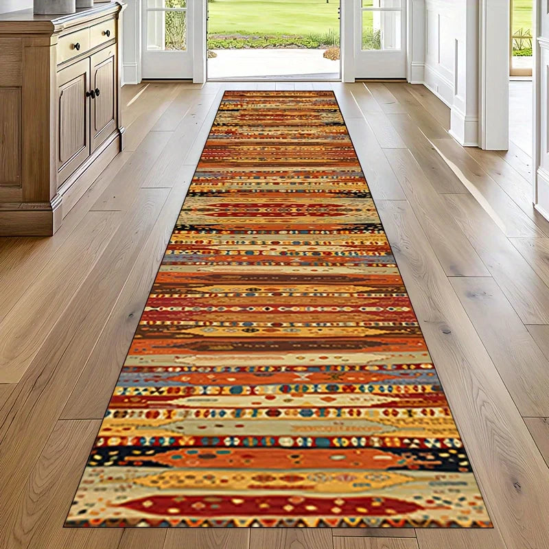 Bohemian runner rug for hallway, corridor, kitchen, bedroom, polyester non-slip waterproof living room decorative rug | Sansoti