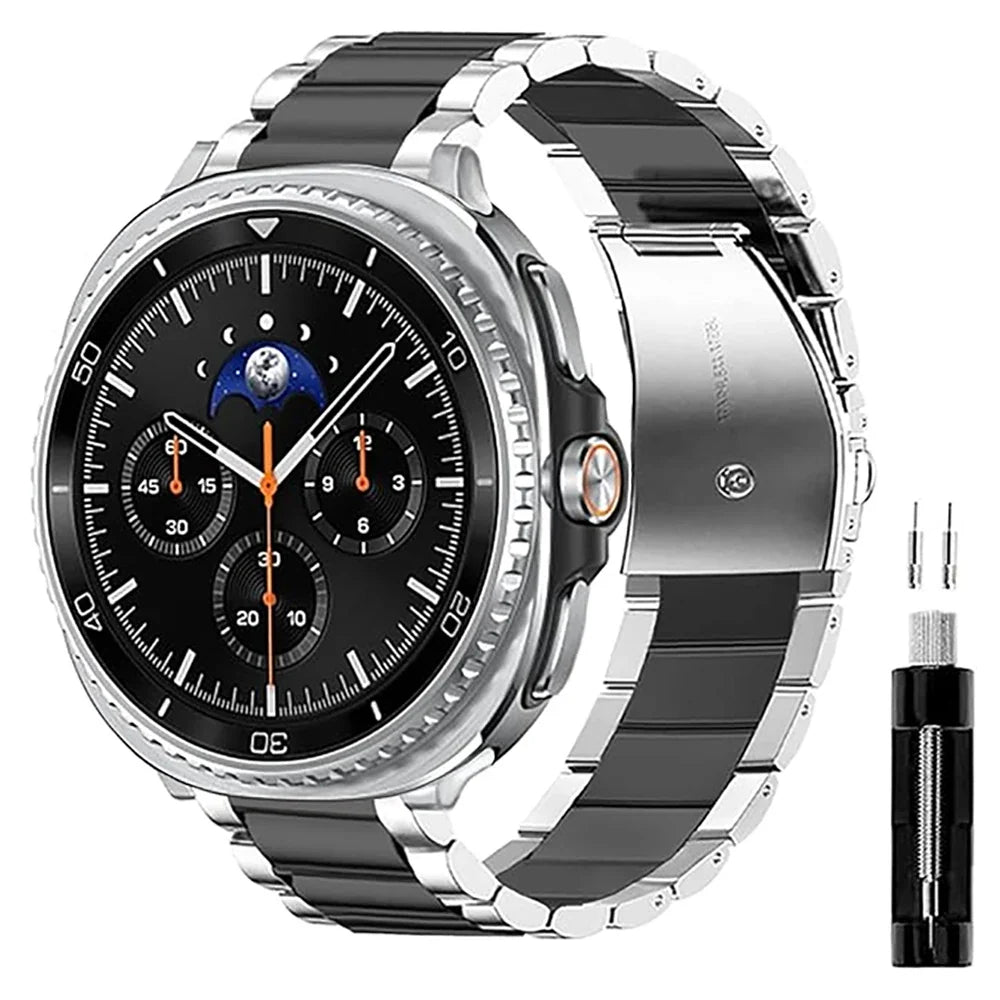 Metal Link Smartwatch Band, Stainless Steel, 40mm 44mm 46mm, Silver Gold Black Rose Gold Wristband Watch Strap | Sansoti