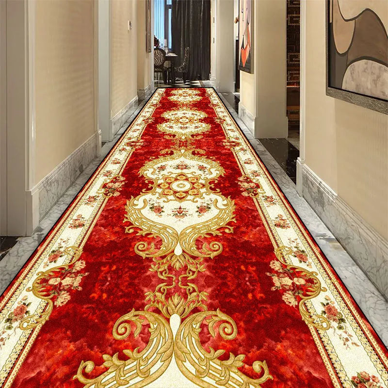 Gallery Runner Rug Non-Slip Geometric Pattern Vintage Style Hallway Corridor Polyester 90×300 cm Living Room Rug | Sansoti