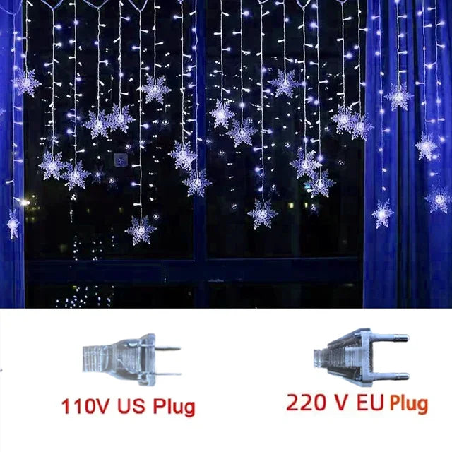 LED Snowflake String Lights 320cm Decorative Curtain Festive Lighting for Outdoor Use IP44 Waterproof Ambience | Sansoti