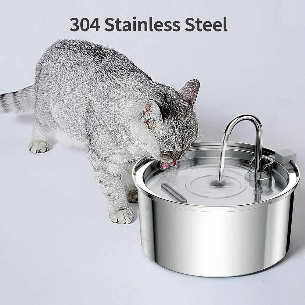 Automatische Drinkfontein voor Huisdieren RVS 3 Liter USB Kat Hond Stille Waterstroomfeeder Circulatie | Sansoti